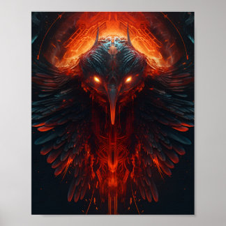 Frontal portrait of an Fantasy Aliens Bird with la Poster