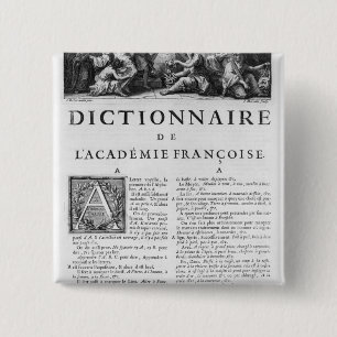 Frontispiece for the French Academy dictionary 15 Cm Square Badge