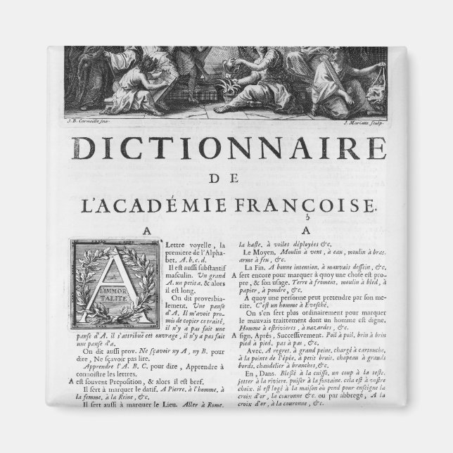 Frontispiece for the French Academy dictionary Magnet (Front)