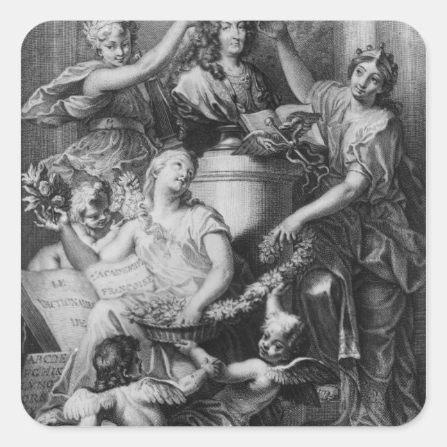 Frontispiece 'French Academy Dictionary' Square Sticker (Front)