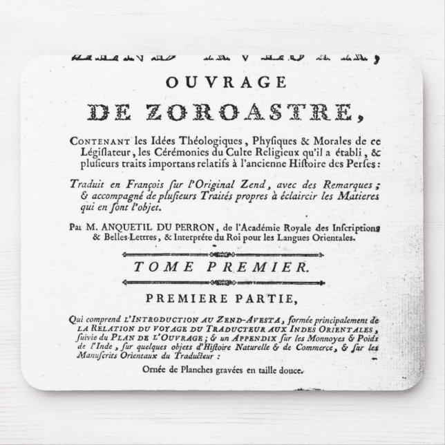 Frontispiece of an edition of the 'Zend Mouse Pad (Front)