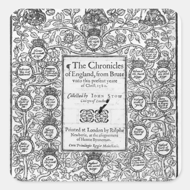 Frontispiece of 'The Chronicles of England' Square Sticker (Front)