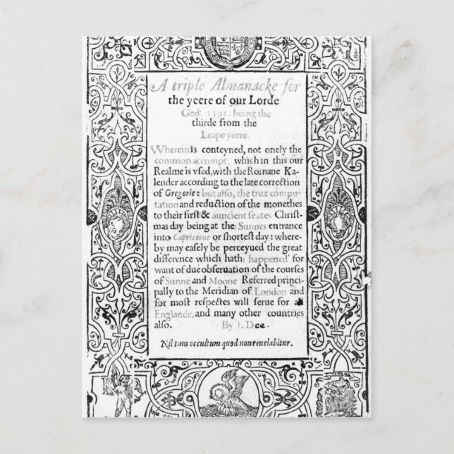 Frontispiece to a Roman Calendar, 1591 Postcard (Front)