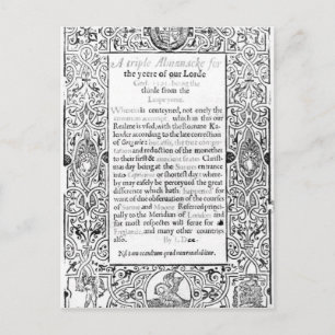 Frontispiece to a Roman Calendar, 1591 Postcard