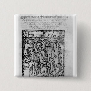 Frontispiece to an Italian cook book 15 Cm Square Badge