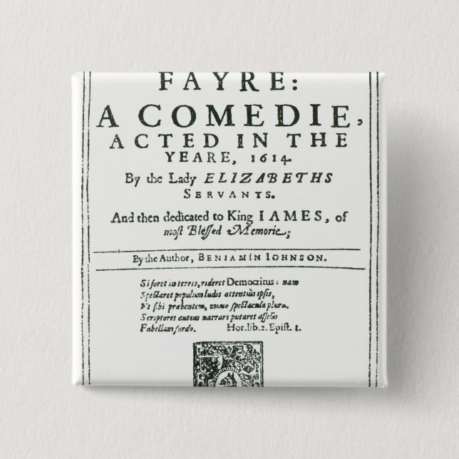 Frontispiece to 'Bartholomew Fair' 15 Cm Square Badge (Front)