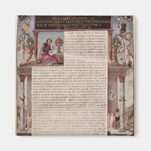 Frontispiece to Book I showing a page of text Magnet