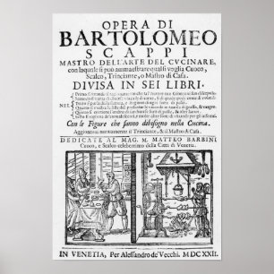 Frontispiece to cook book of Bartolomeo Scappi Poster