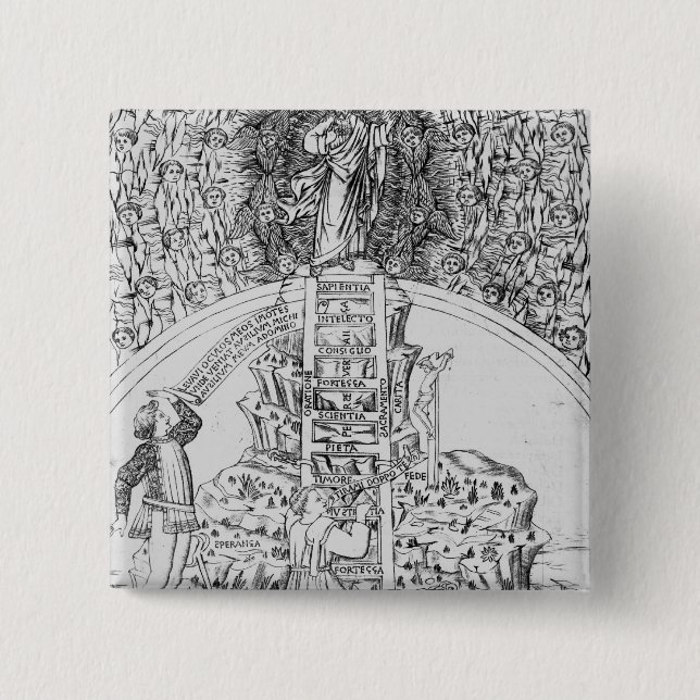 Frontispiece to 'Il Monte Sancto di Dio', 1477 15 Cm Square Badge (Front)