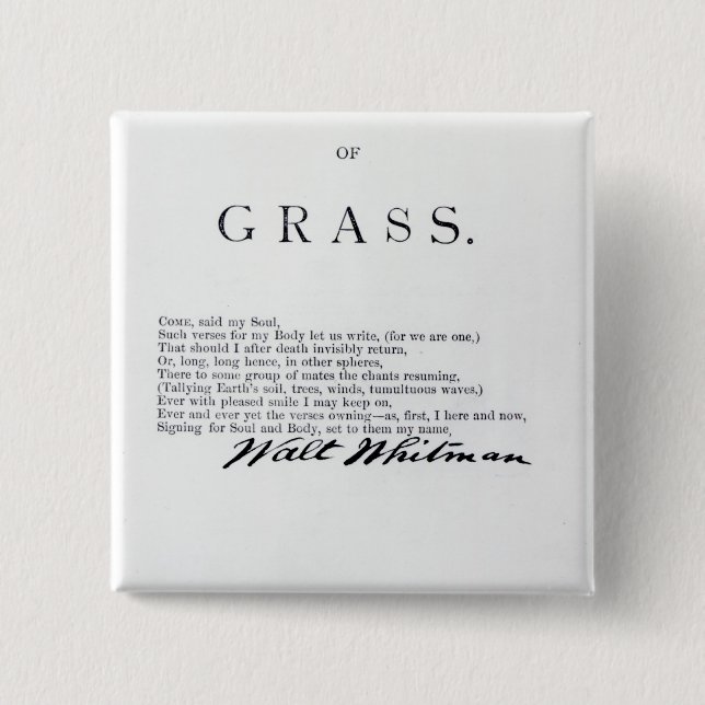 Frontispiece to 'Leaves of Grass' 15 Cm Square Badge (Front)