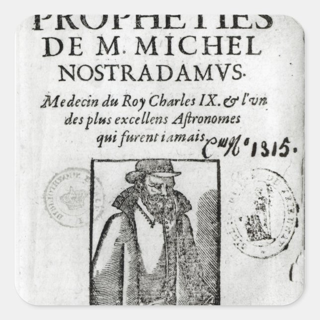 Frontispiece to 'Les Propheties de M. Michel Square Sticker (Front)