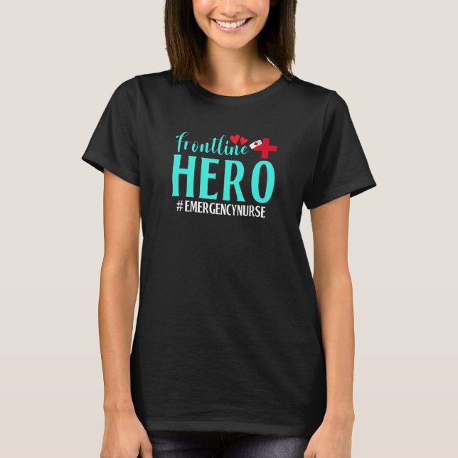 Frontline Hero Emergency Nurse Worker Frontline Es T-Shirt (Front)