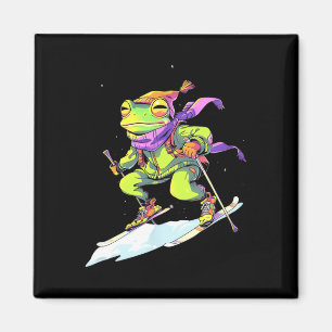 Frosch Skiing Skier Ski Winter Snow Magnet