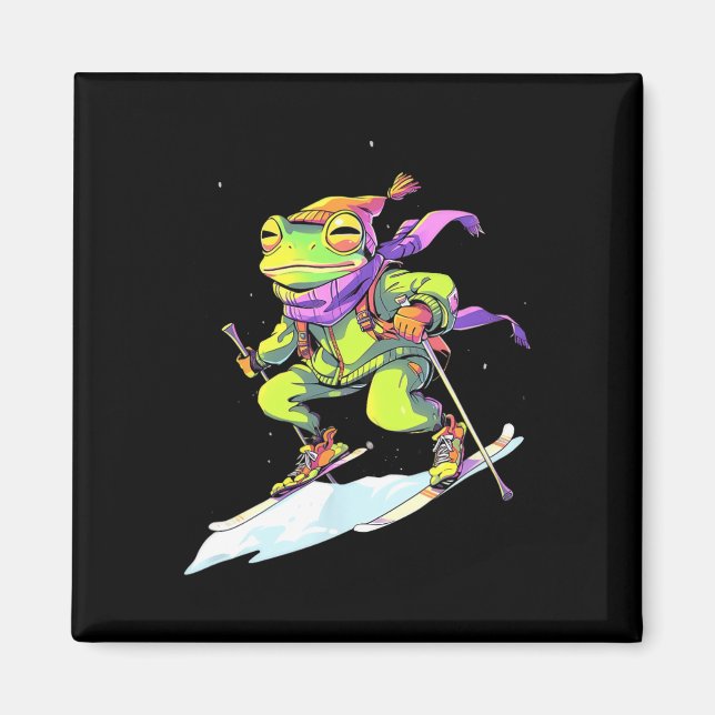 Frosch Skiing Skier Ski Winter Snow  Magnet (Front)