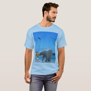 Frost and Fur: A Polar Bear Meets a Fox Terrier T-Shirt