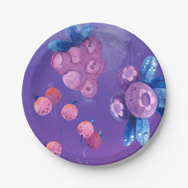 Frost Berry Winter Party Paper Plate (Front)
