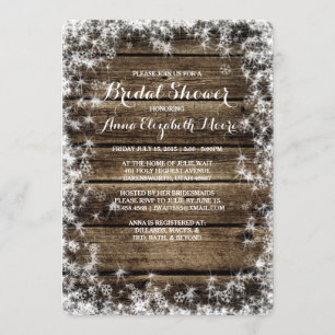 Frost Bite Barn Wood Rustic Winter Bridal Shower Invitation