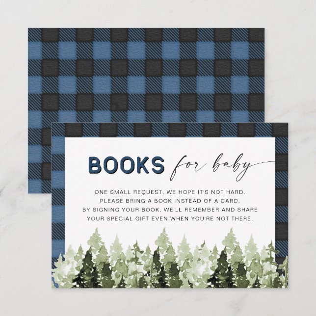 FROST Blue Flannel Pine Tree Books for Baby Card (Front/Back)