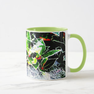 frost covered holly and cobweb photo christmas mug