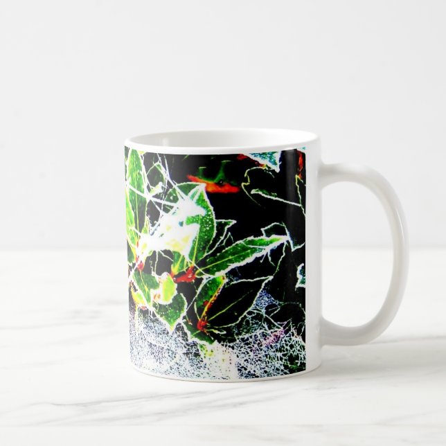 frost covered red berries and holly for christmas coffee mug (Right)