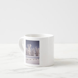 Frost Covered Trees and Fence, Colorado Espresso Cup