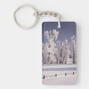 Frost Covered Trees and Fence, Colorado Key Ring