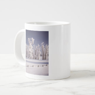 Frost Covered Trees and Fence, Colorado Large Coffee Mug