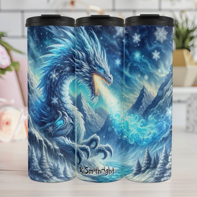 Frost Dragon Breathing Ice Storm Thermal Tumbler (Creator Uploaded)