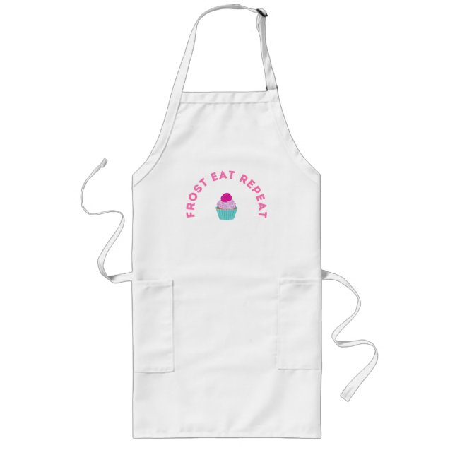 Frost Eat Repeat Cupcake Design Long Apron (Front)