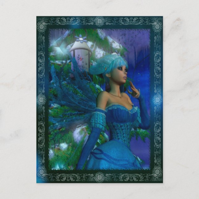 Frost Fae Winter Fantasy Digital Art Postcard (Front)