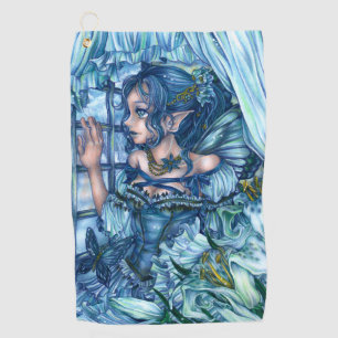Frost Fairy Girl Window View on Winter Golf Towel