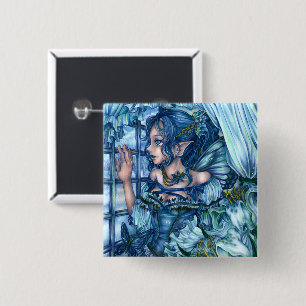 Frost Fairy Girl's View of a Sapphire Winter 15 Cm Square Badge