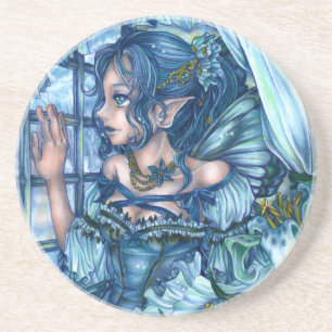 Frost Fairy Girl's View of a Sapphire Winter Coaster