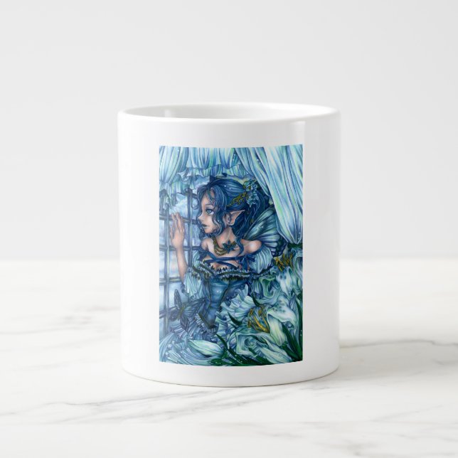 Frost Fairy Girl's View of a Sapphire Winter Large Coffee Mug (Front)