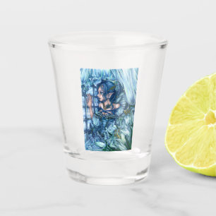 Frost Fairy Girl's View of a Sapphire Winter Shot Glass