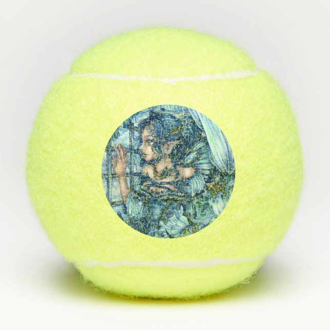 Frost Fairy Girl's View of a Sapphire Winter Tennis Balls (Front)