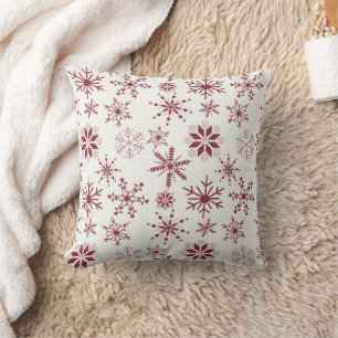 Frost & Flourish Snowflakes – Crimson Cushion