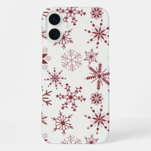 Frost & Flourish Snowflakes – Crimson iPhone 16 Plus Case