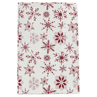 Frost & Flourish Snowflakes – Crimson Medium Gift Bag