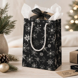 Frost & Flourish Snowflakes – Midnight Medium Gift Bag