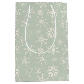 Frost & Flourish Snowflakes – Pale Eucalyptus Medium Gift Bag