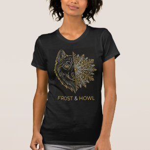 Frost & Howl Husky – Gold Line Art Black Dog T-Shirt