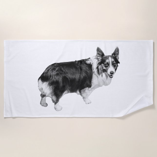 Frost-Light Corgi Charm Beach Towel (Front)