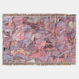 Frost on fallen leaves, Fall colours, Mill Creek Throw Blanket
