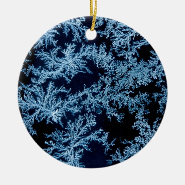 Frost patterns close-up, California Ceramic Ornament (Front)