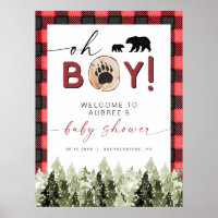 FROST Red Flannel Pine Bear Baby Shower Welcome