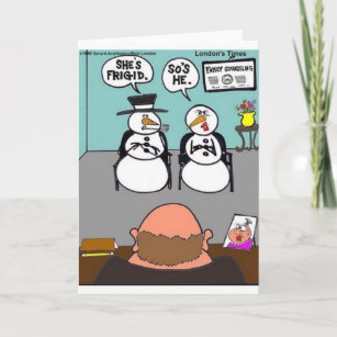 Frost The Snowman & Wife Frigid Funny Tees Mugs Holiday Card