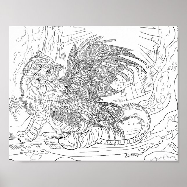 Frost Wing Tiger Colouring Page Poster (Front)