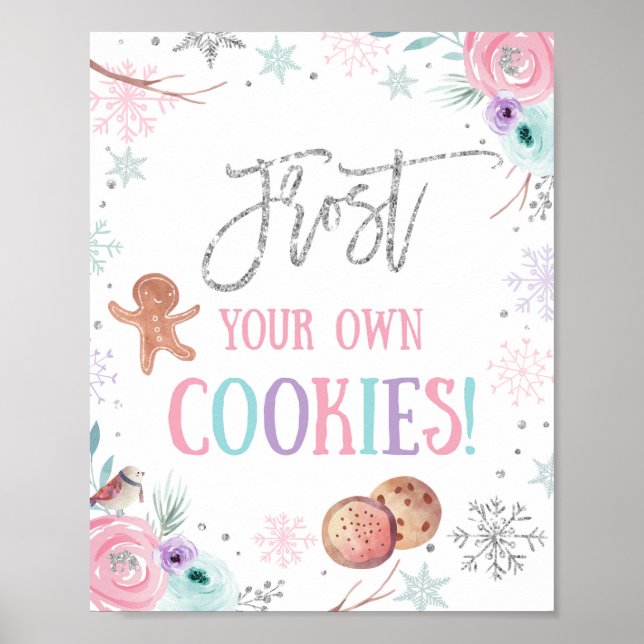 Frost Your Own Cookies Onederland Girl Birthday Poster (Front)
