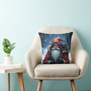 Frostbite Santa & His Mischief Elf. Cushion